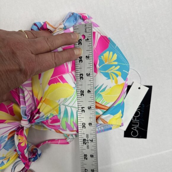 California Wave Junior XL Heavy Padded Bikini Swim Top Multi Palm Ruffle NWT - Picture 6 of 11